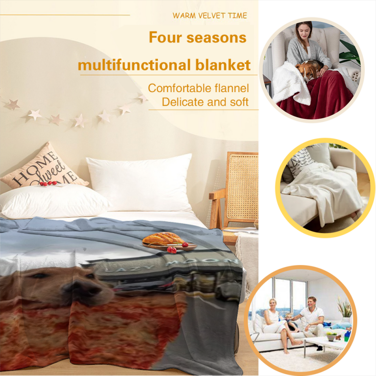 Mossy Blossom Home Accent Lightweight Flannel Throw ¨C Warm Coral