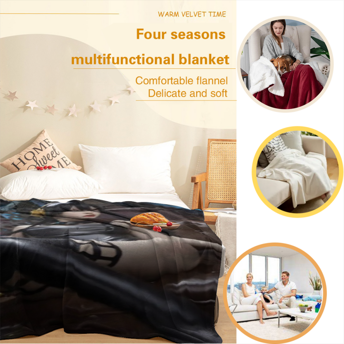 Orchard Arbor Pastel Multicolor Modern Art Decorative Flannel Blanket