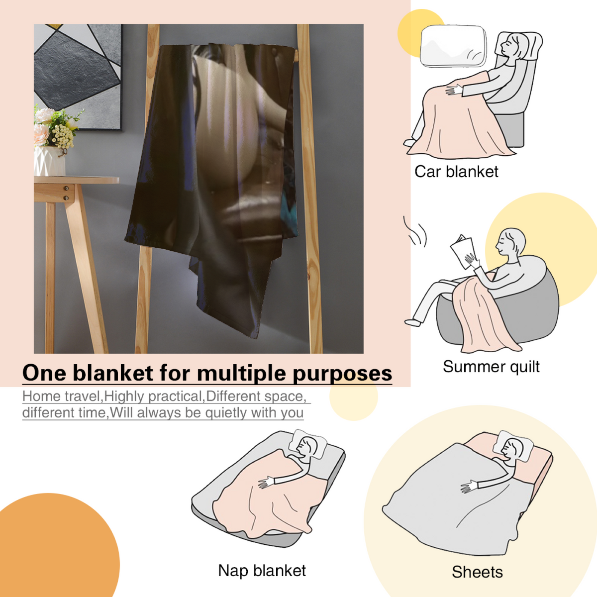 Orchard Arbor Pastel Multicolor Modern Art Decorative Flannel Blanket