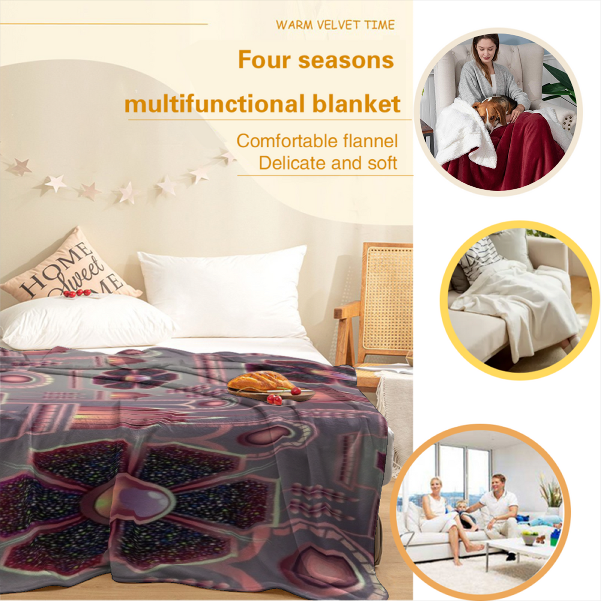 Soft Neutral Cinnamon Fable Soft Flannel Blanket ¨C Contemporary Pattern