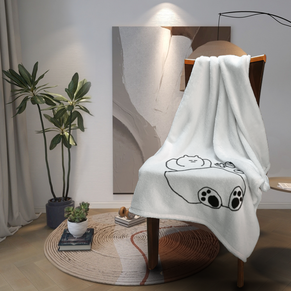 Misty & Fern Playful Graphic Plush Flannel Throw