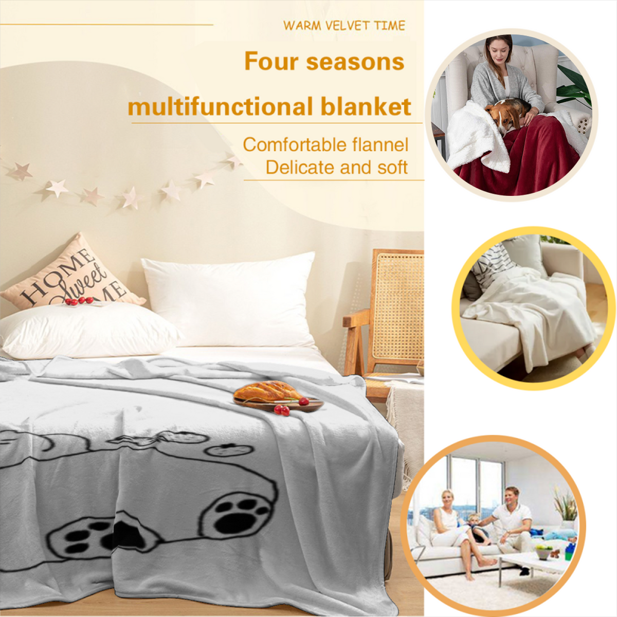 Misty & Fern Playful Graphic Plush Flannel Throw
