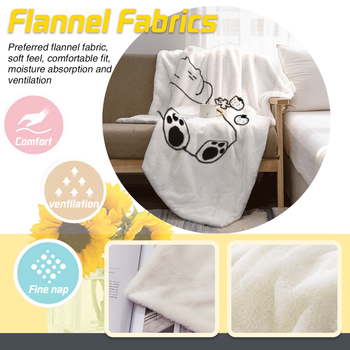 Misty & Fern Playful Graphic Plush Flannel Throw