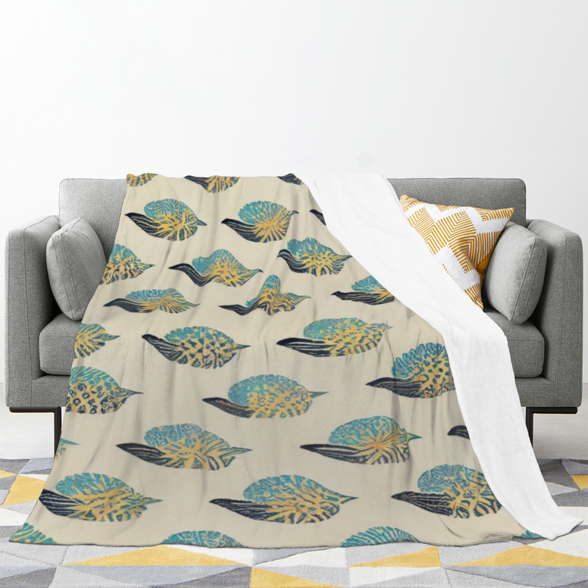 Seaside Whisper Muted Sage Art Decorative Flannel Blanket