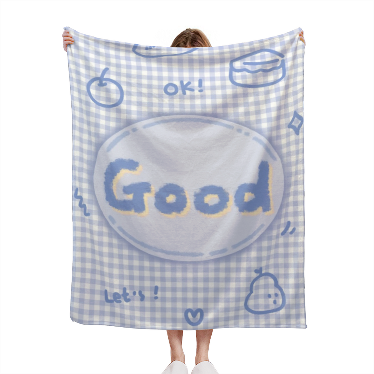 Azure Charm Ivory Art Plush Flannel Throw