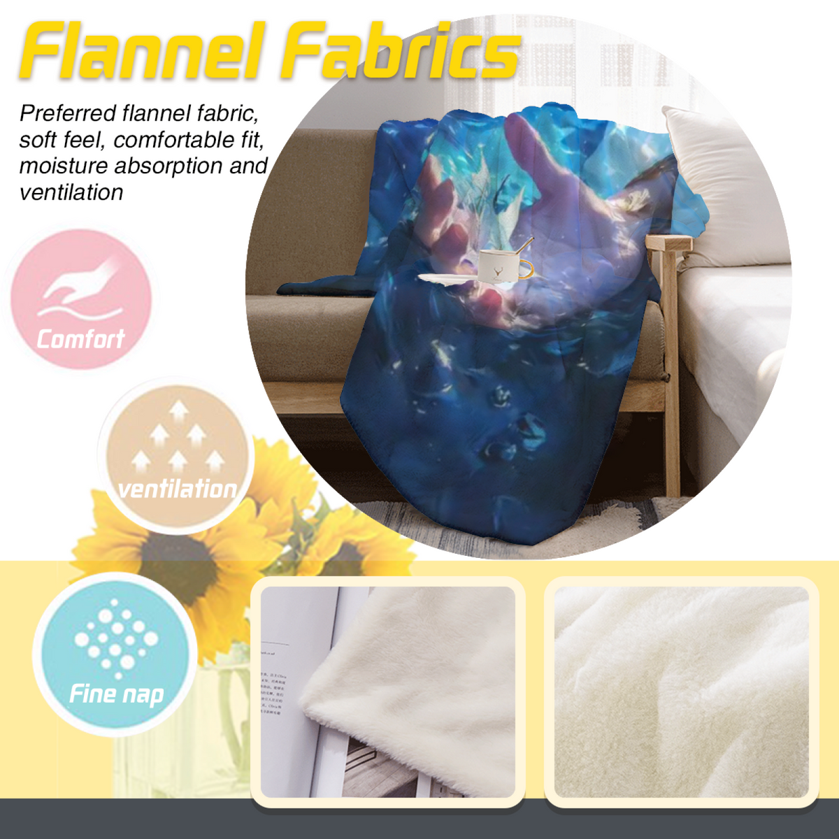 Breezy Daydream Inspired Flannel Sofa Throw ¨C Earthy Neutral Palette