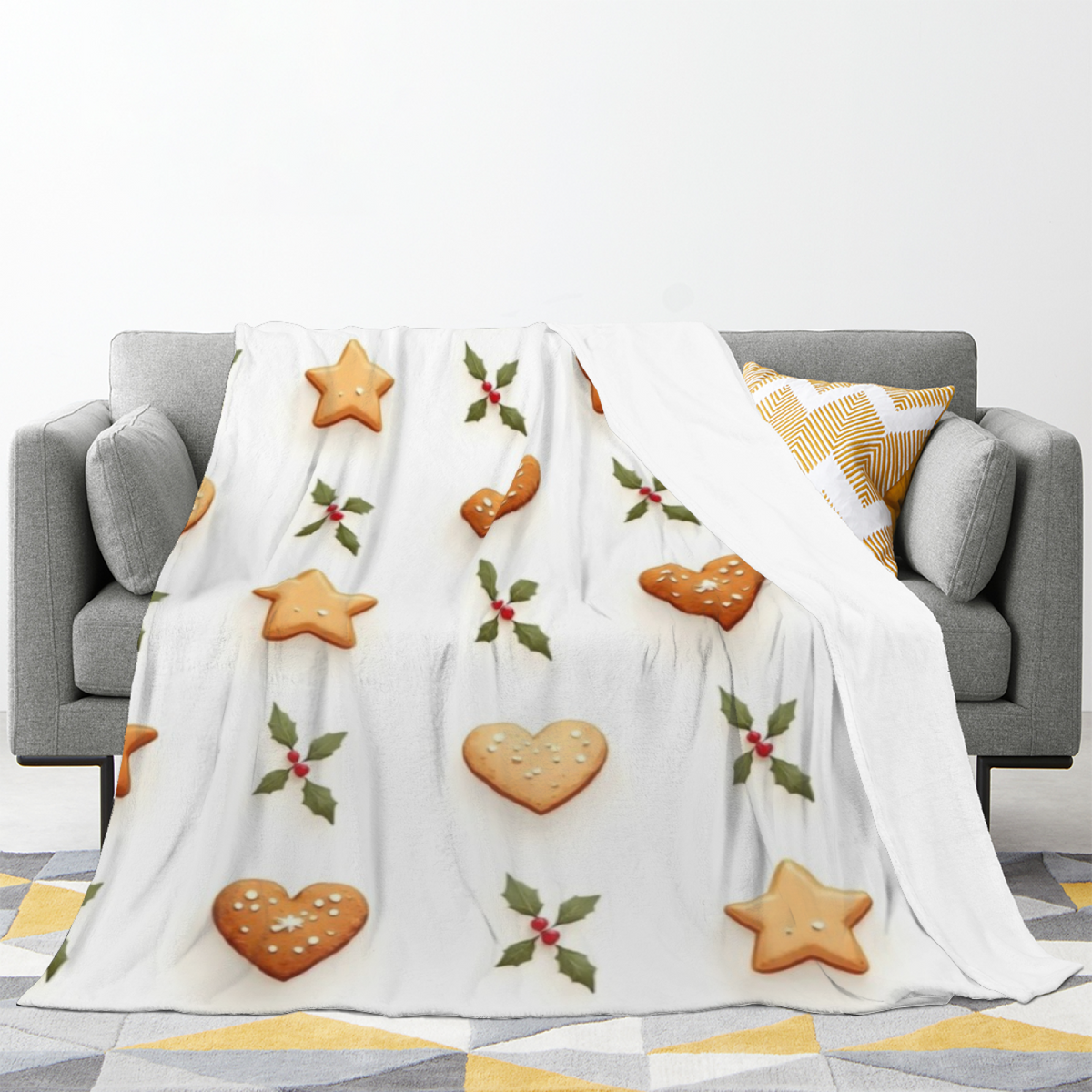 Watercolor Valley Creamy Ivory Art Decorative Flannel Blanket