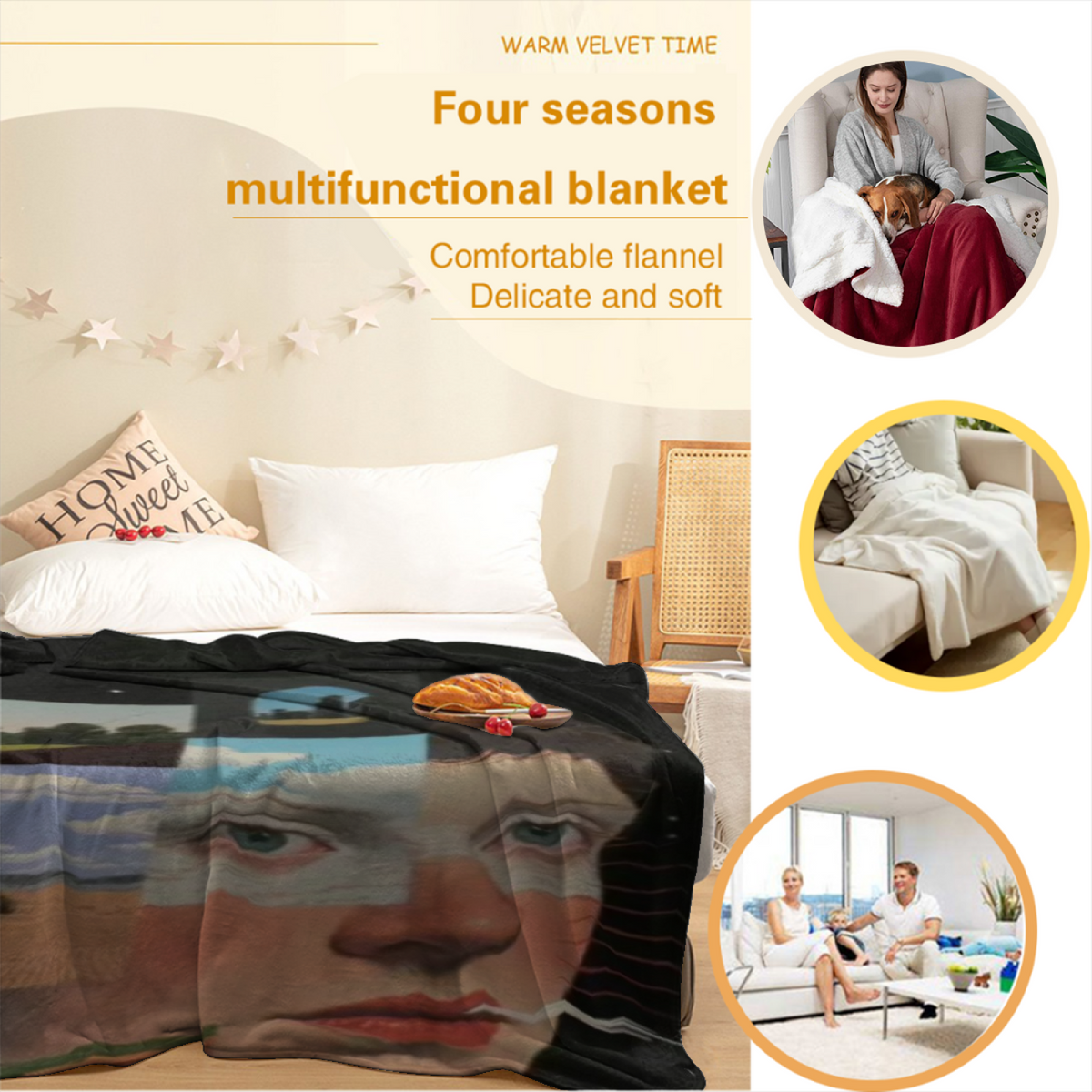 Earthy Neutral Watercolor Tapestry Soft Flannel Blanket ¨C Contemporary Pattern