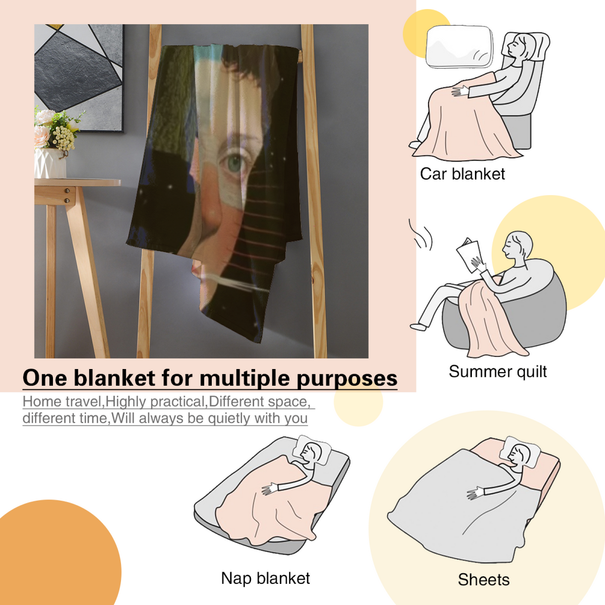 Earthy Neutral Watercolor Tapestry Soft Flannel Blanket ¨C Contemporary Pattern