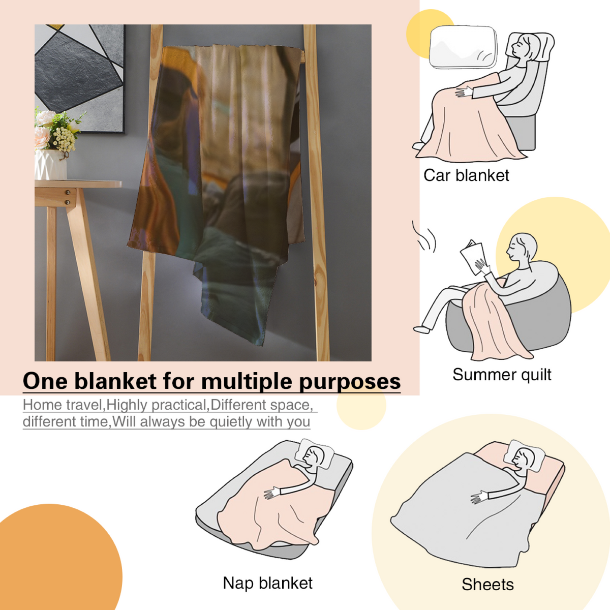 Golden Story Soft Neutral Art Decorative Flannel Blanket