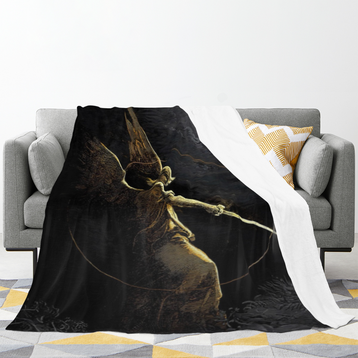 Copper Cove Muted Sage Art Flannel Throw Blanket