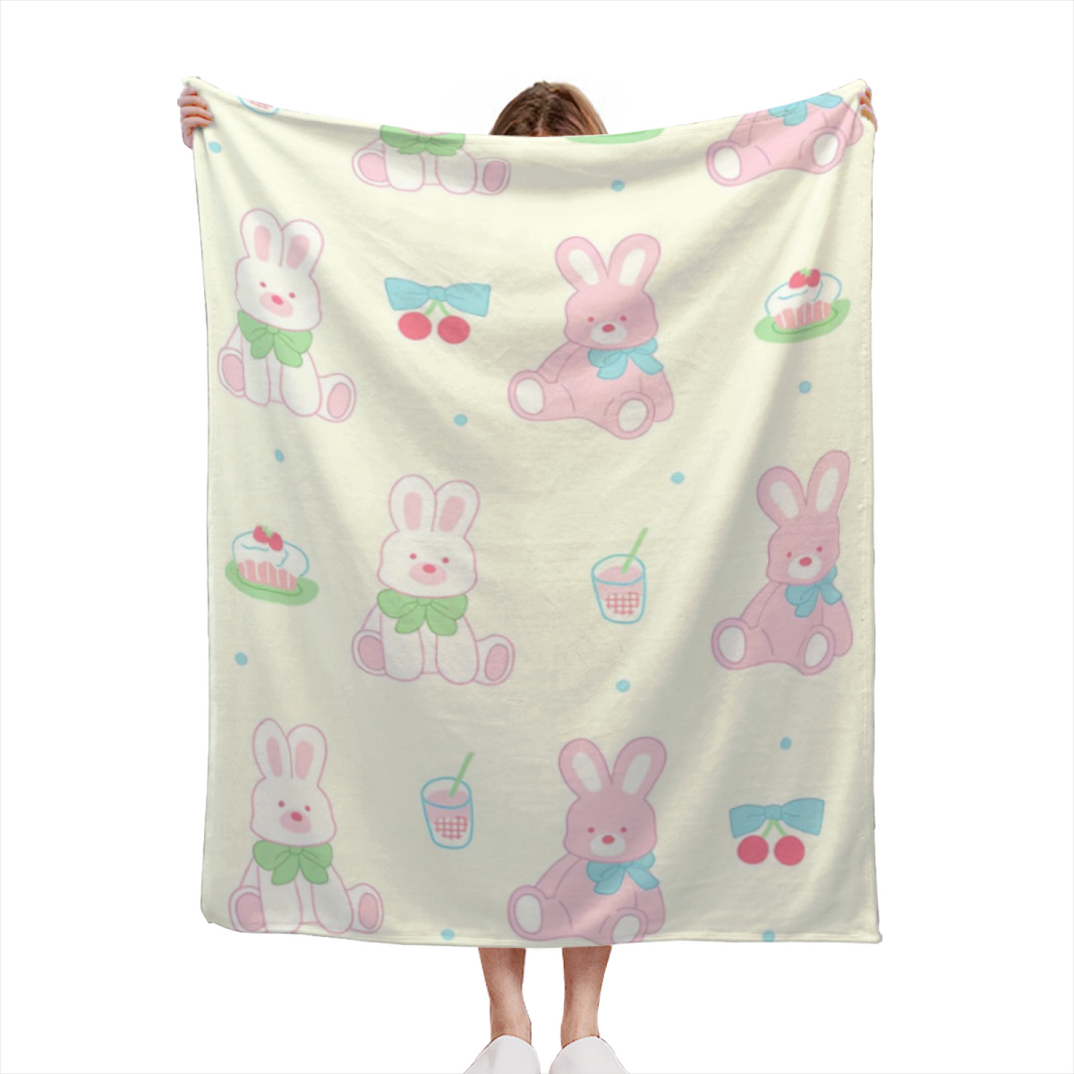 Creamy Ivory Whimsical Decor All-Season Flannel Blanket ¨C Tangerine Jubilee Edition