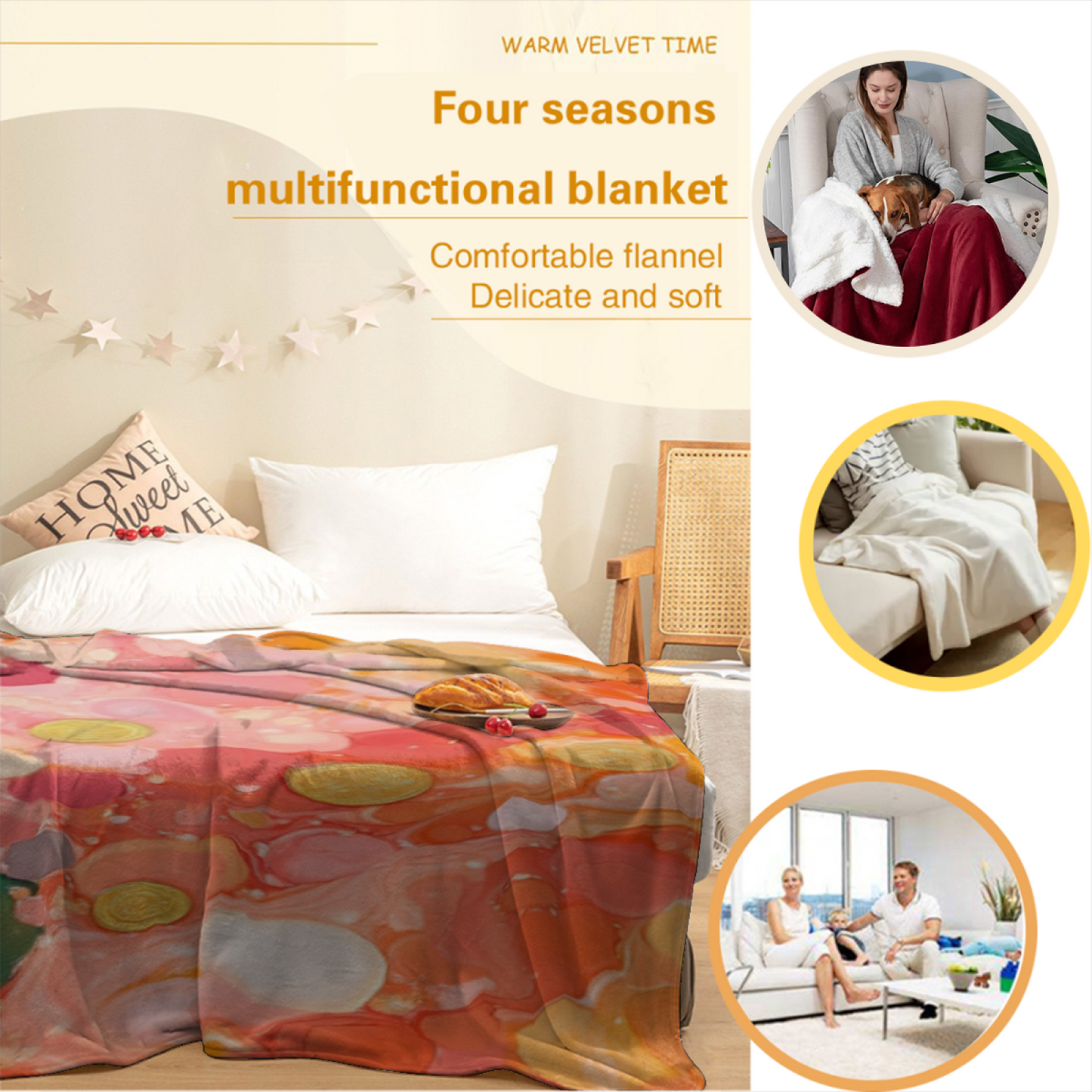 Modern Colorful Throw Blanket ¨C Abstract Printed Decorative Cozy Blanket
