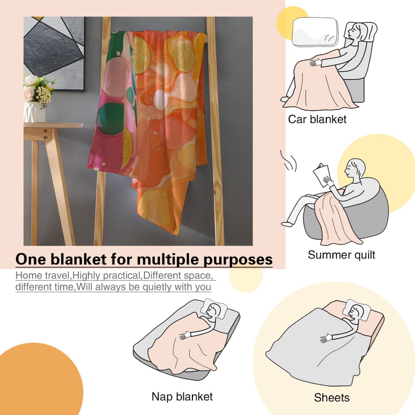 Modern Colorful Throw Blanket ¨C Abstract Printed Decorative Cozy Blanket