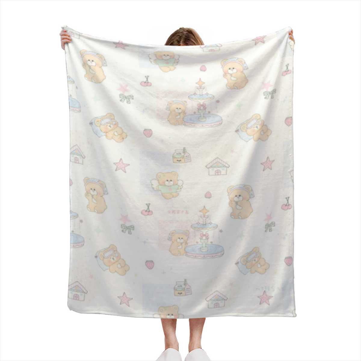 Decorative Flannel Blanket with Opaline Flora Cozy Cottage Artwork
