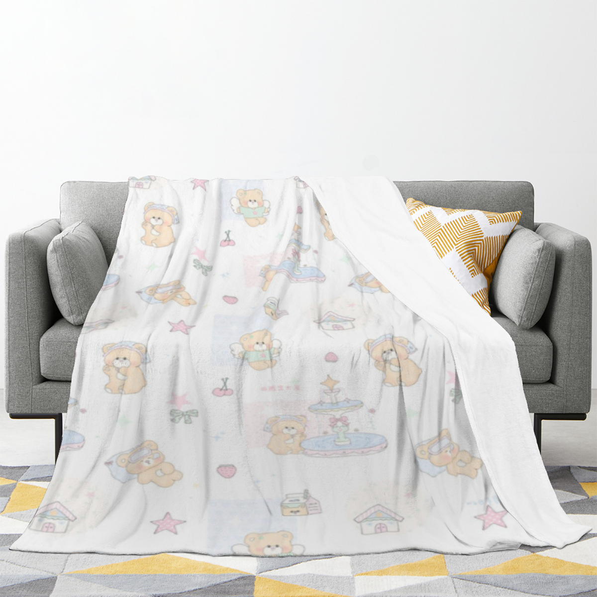 Decorative Flannel Blanket with Opaline Flora Cozy Cottage Artwork