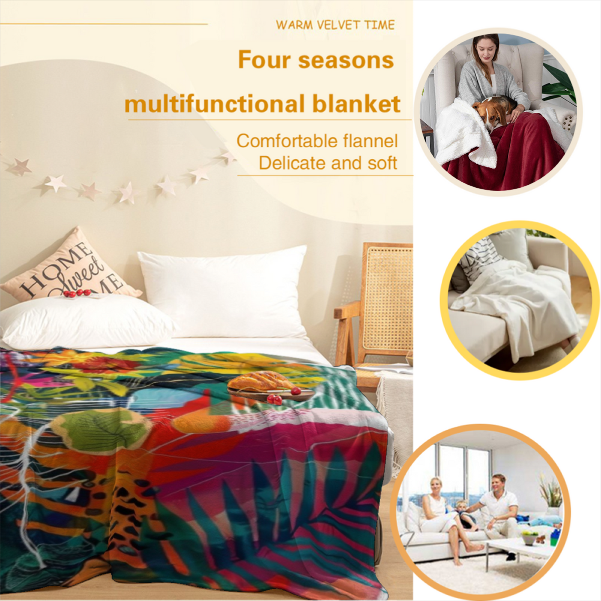 Dawn Meadow Cozy Pattern Lightweight Flannel Throw