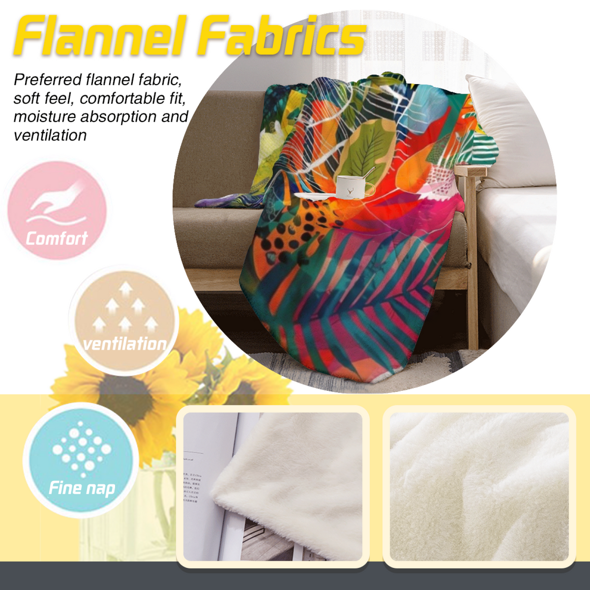 Dawn Meadow Cozy Pattern Lightweight Flannel Throw