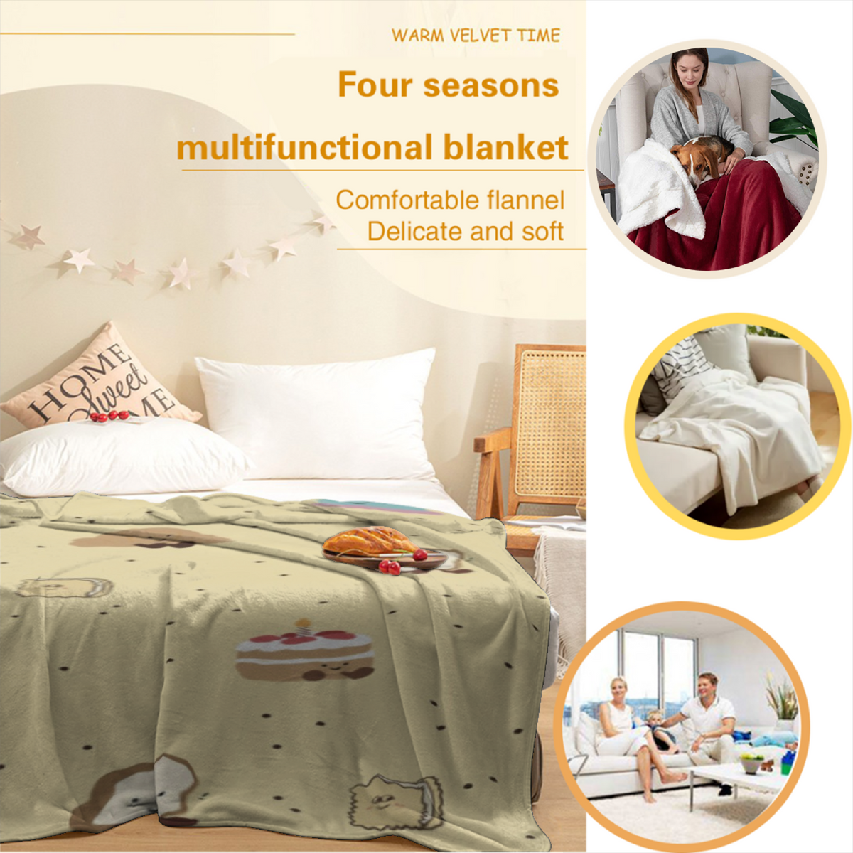 Riverstone Valley Pastel Multicolor Modern Art Flannel Throw Blanket