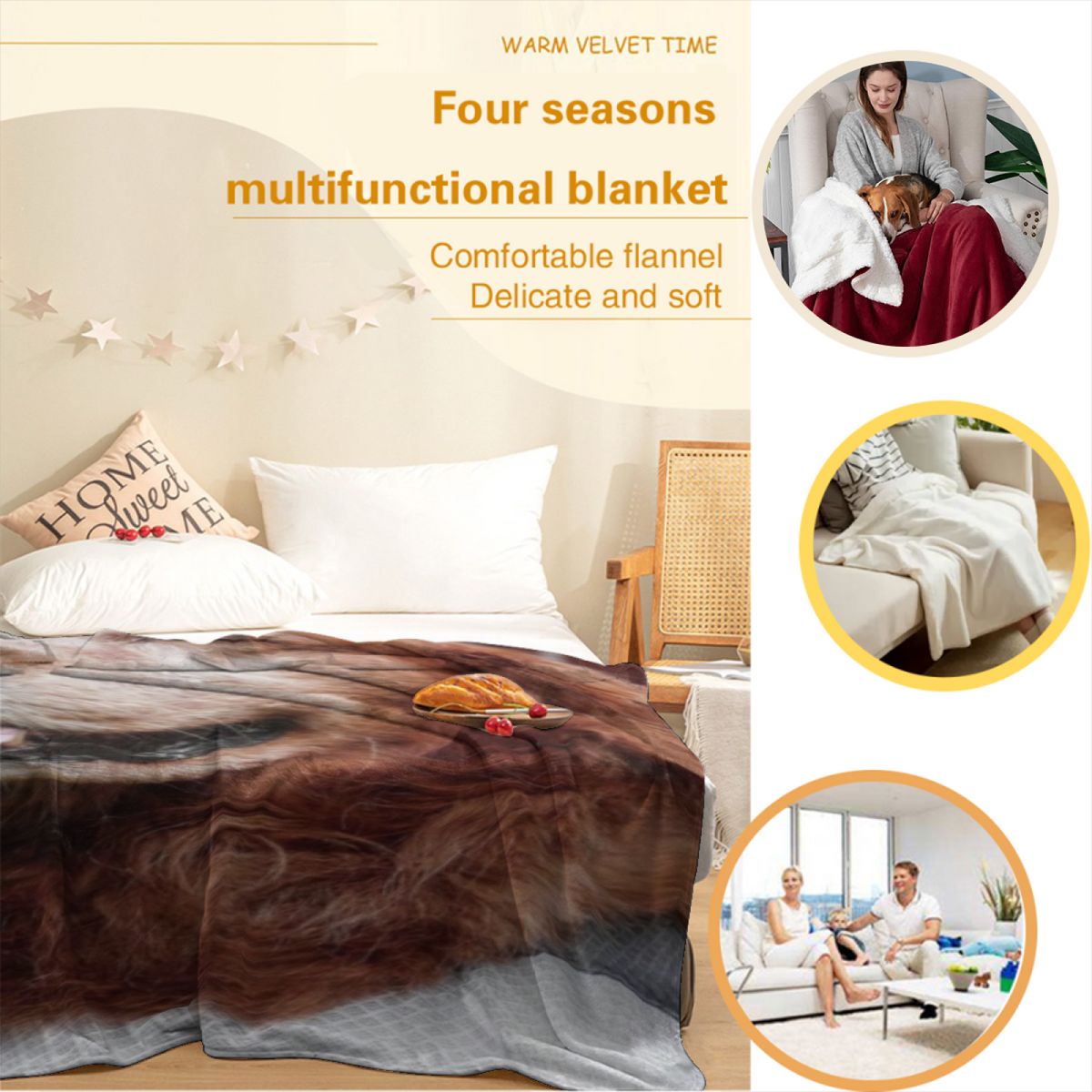 Orchid Serenade Earthy Multicolor Art Soft Flannel Blanket