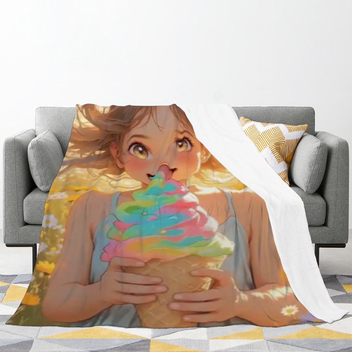 Flannel Throw Blanket with Celestial Daydream Cozy Cottage Artwork