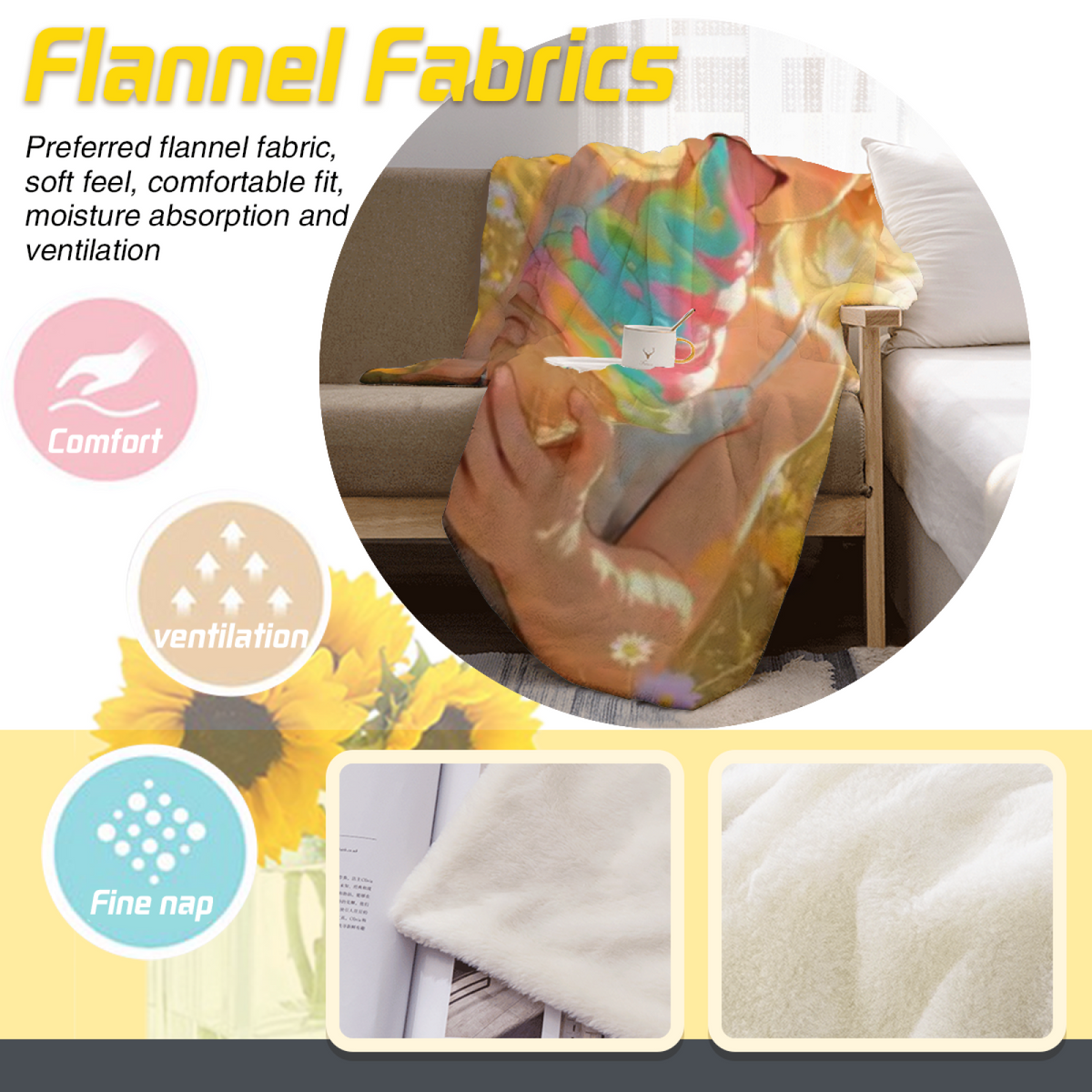 Flannel Throw Blanket with Celestial Daydream Cozy Cottage Artwork