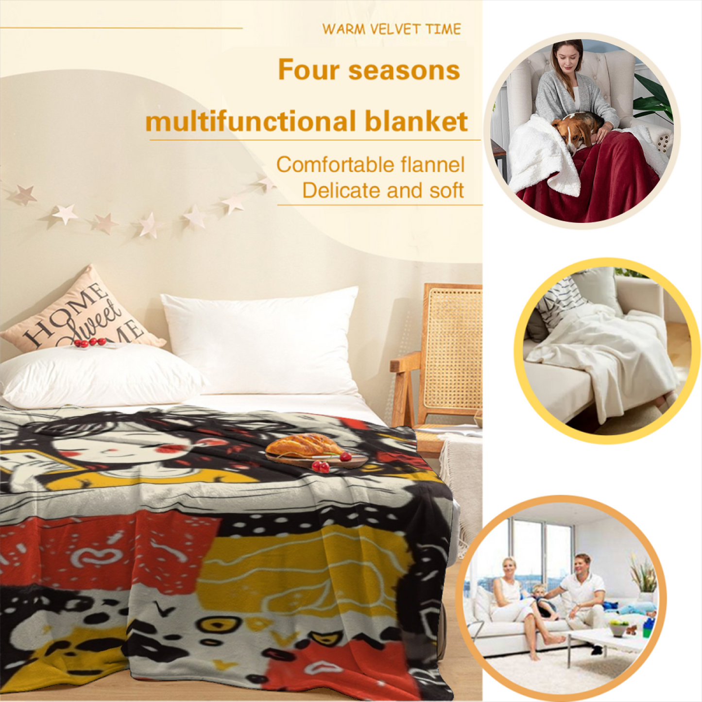 Colorful Modern Throw Blanket ¨C Abstract Decorative Printed Cozy Home Blanket
