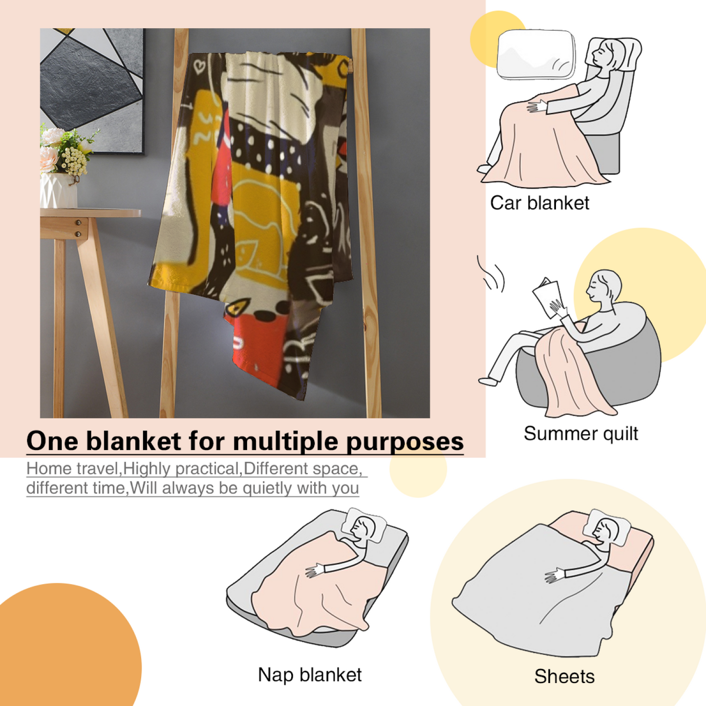 Colorful Modern Throw Blanket ¨C Abstract Decorative Printed Cozy Home Blanket