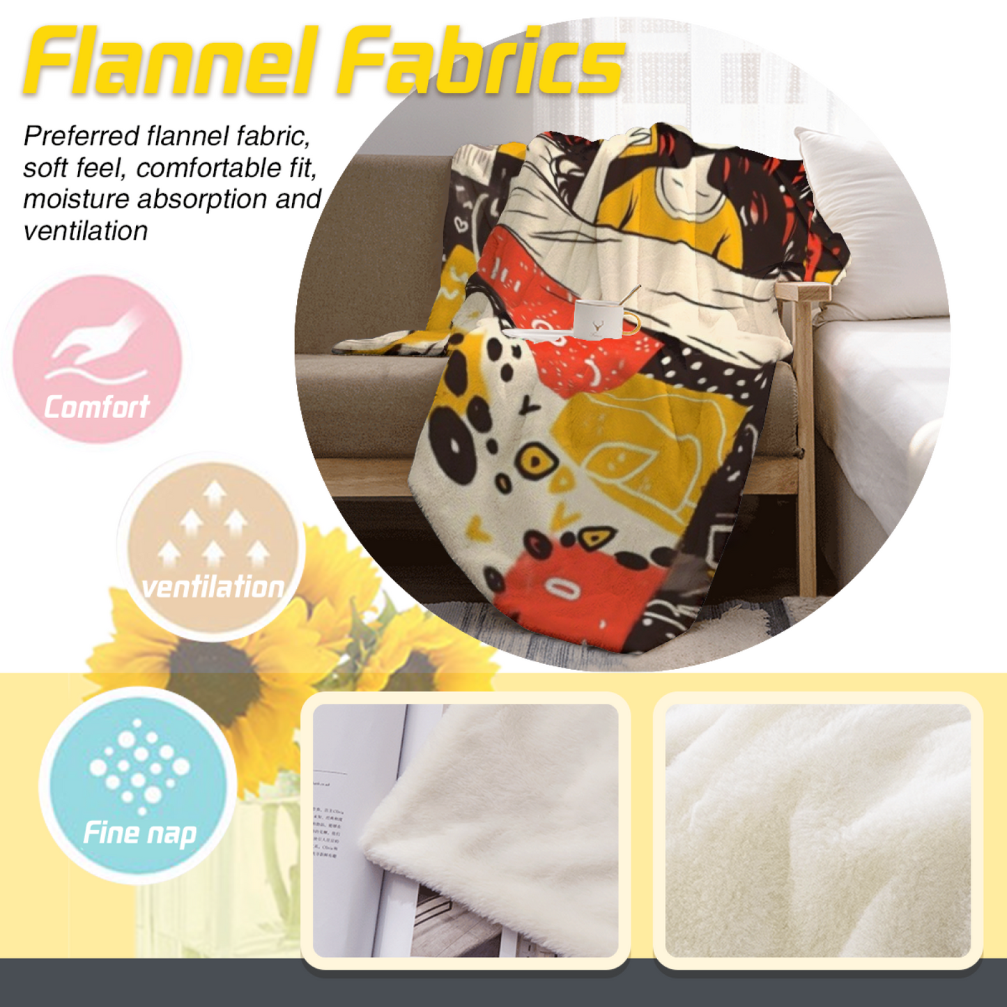 Colorful Modern Throw Blanket ¨C Abstract Decorative Printed Cozy Home Blanket