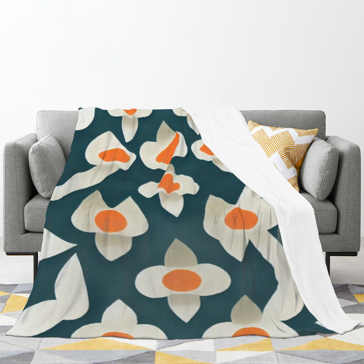 Pastel Multicolor Whimsical Decor All-Season Flannel Blanket ¨C Orchard Meadow Edition