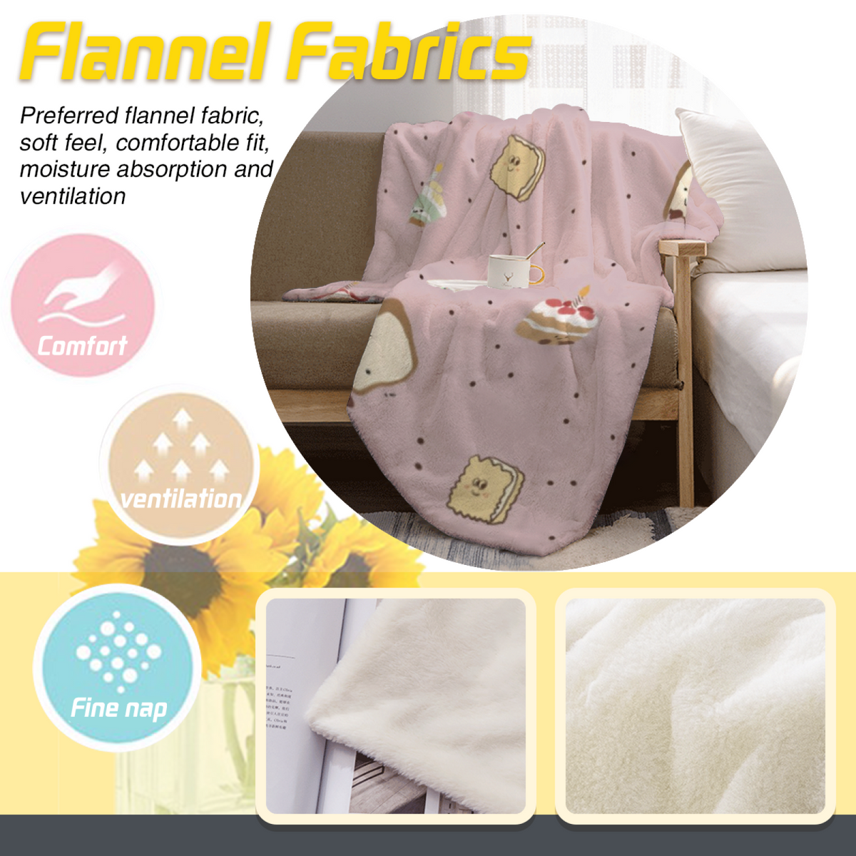 Tangerine Lagoon Expressive Print Flannel Sofa Throw in Creamy Ivory