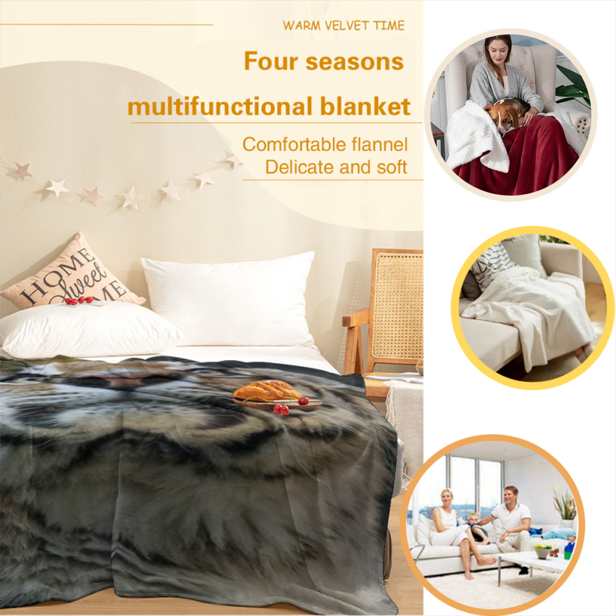 Pastel Multicolor Whimsical Decor Plush Flannel Throw ¨C Dewdrop Cove Edition