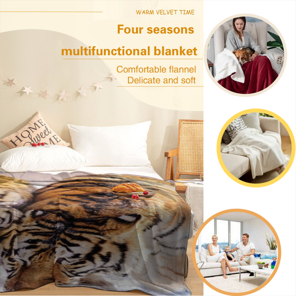 Terracotta Haven Soft Neutral Statement All-Season Flannel Blanket
