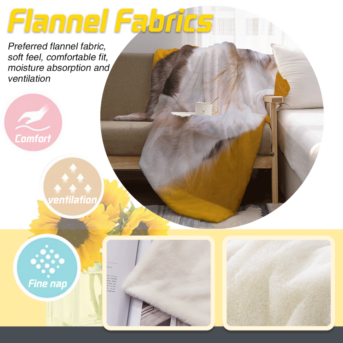 Rich Multicolor Copper Blossom Lightweight Flannel Throw ¨C Contemporary Pattern