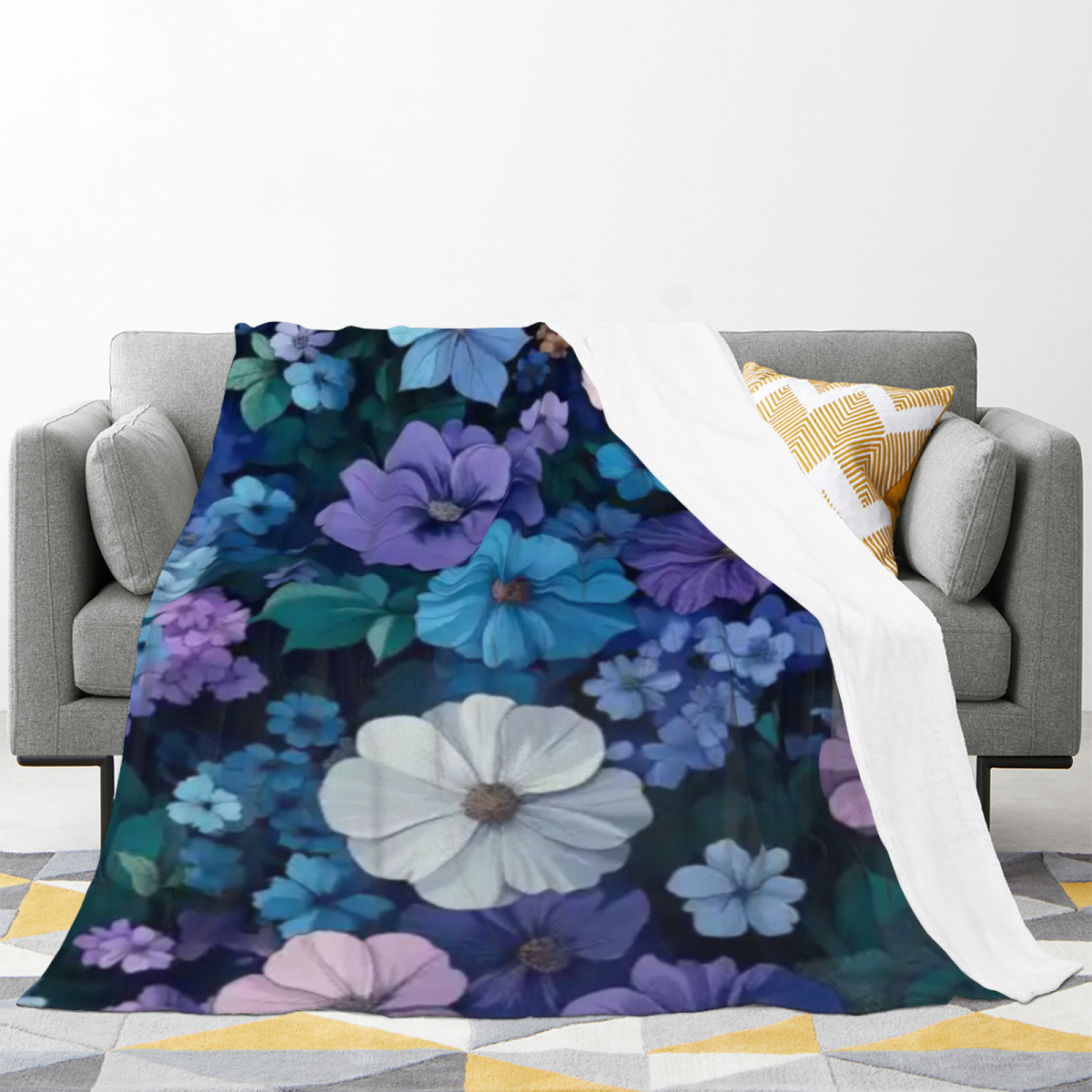 Decorative Flannel Blanket with Coastal Atlas Cozy Cottage Artwork