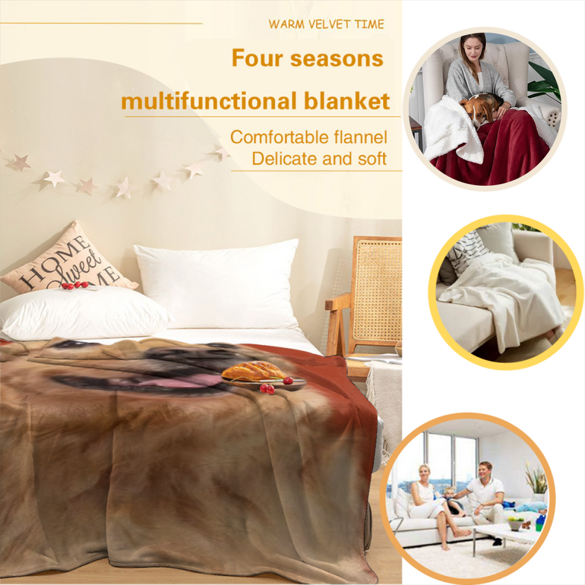 Earthy Multicolor Rosewood Serenade Cozy Flannel Bed Blanket
