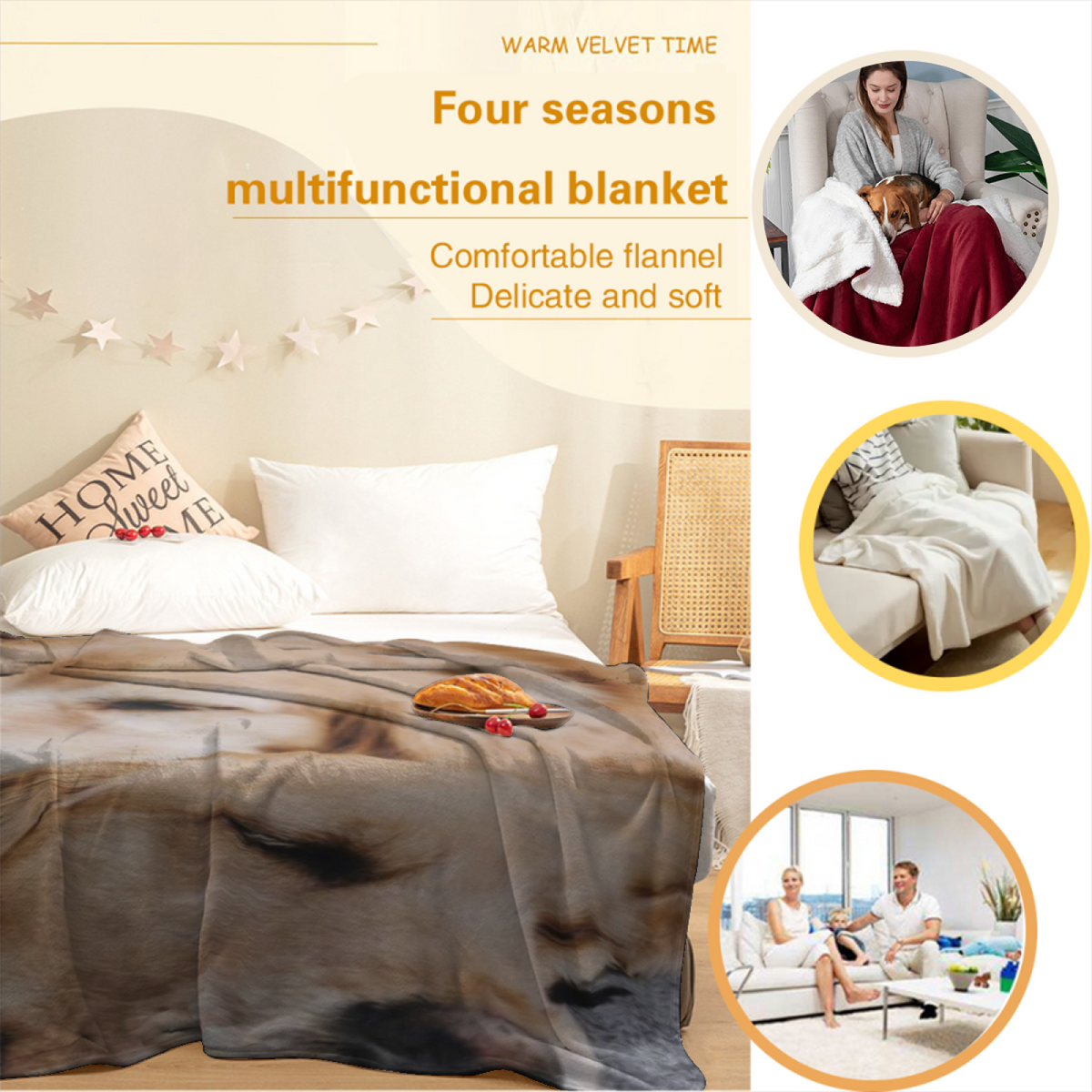 Amber Sketch Earthy Multicolor Art Decorative Flannel Blanket