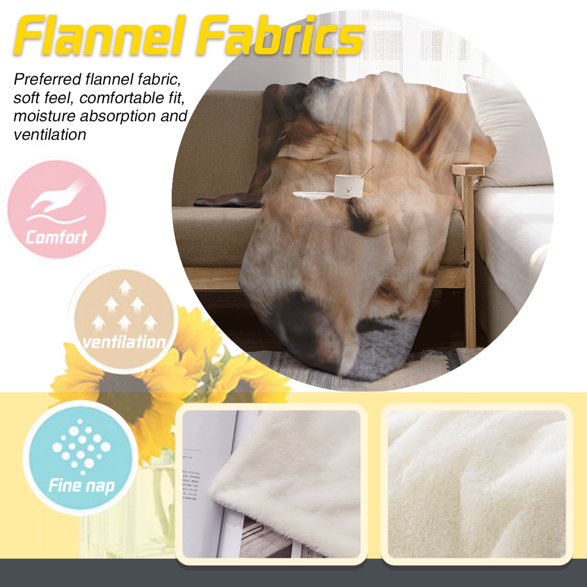 Amber Sketch Earthy Multicolor Art Decorative Flannel Blanket