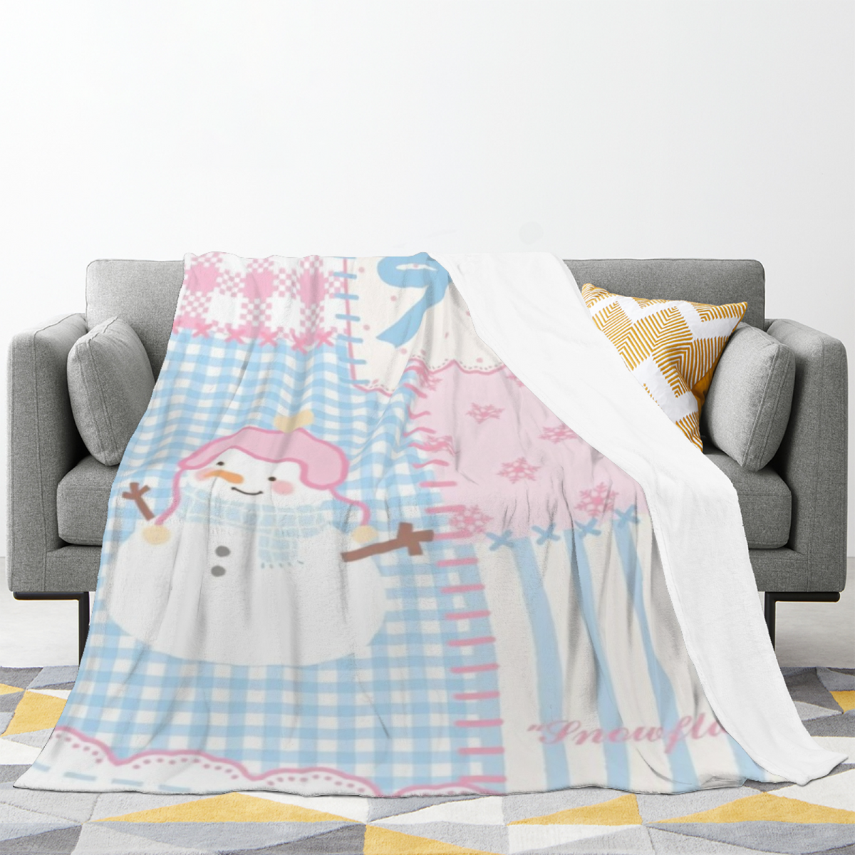 Coral Kaleidoscope Ivory Playful All-Season Flannel Blanket