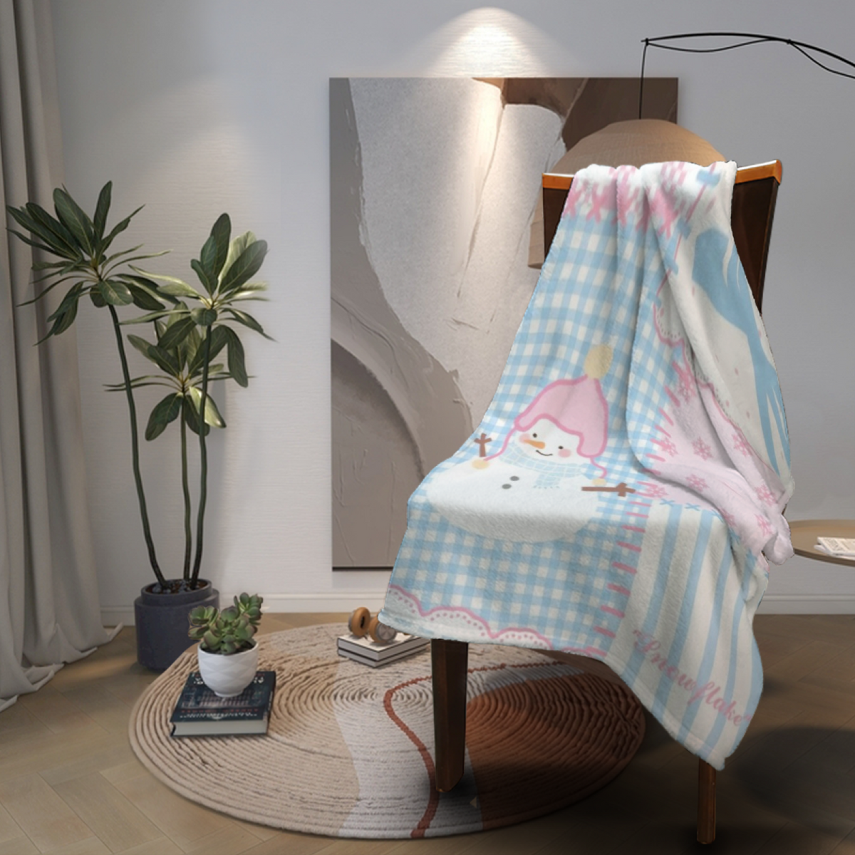 Coral Kaleidoscope Ivory Playful All-Season Flannel Blanket