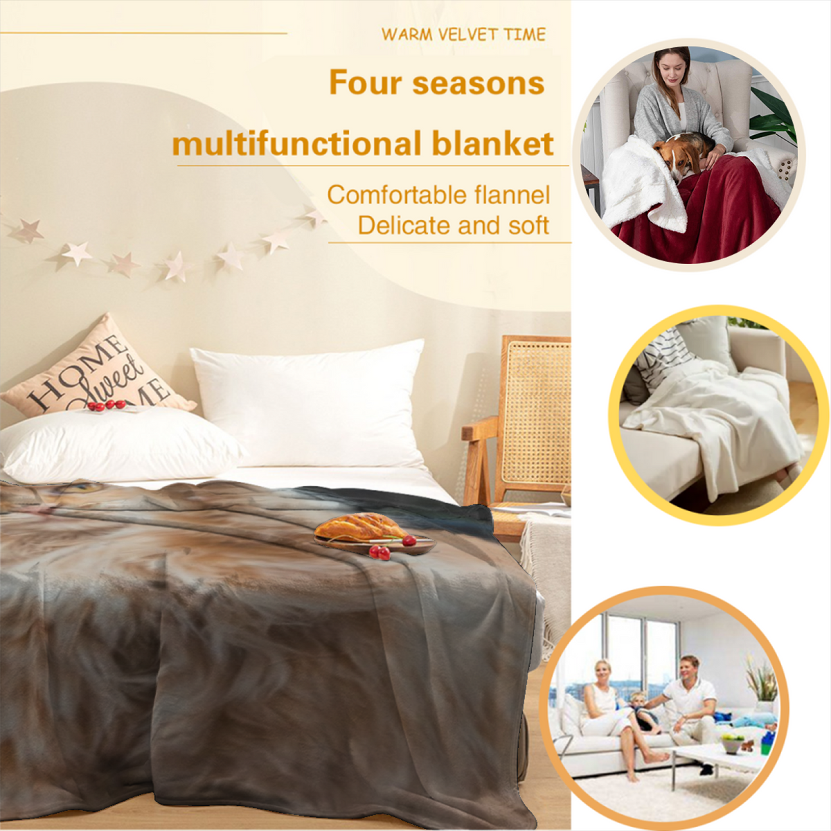 Soft Neutral Ember Whimsy Soft Flannel Blanket