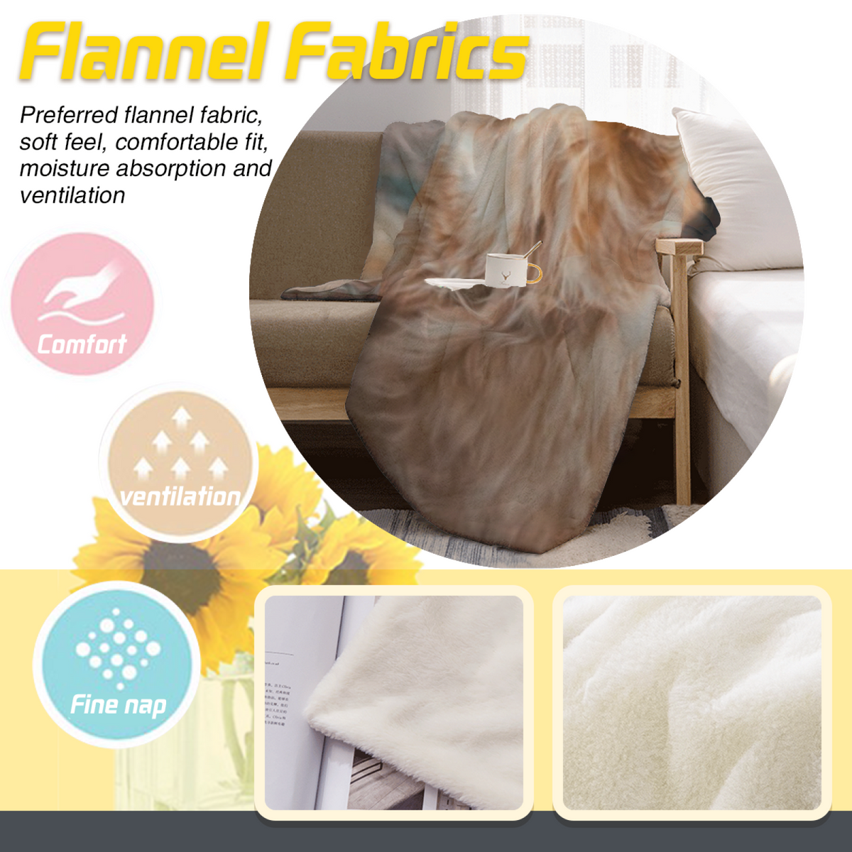 Soft Neutral Ember Whimsy Soft Flannel Blanket