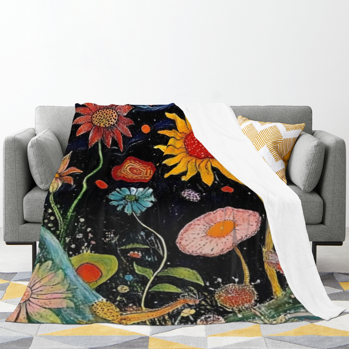 Saffron Muse Cozy Pattern Flannel Throw Blanket