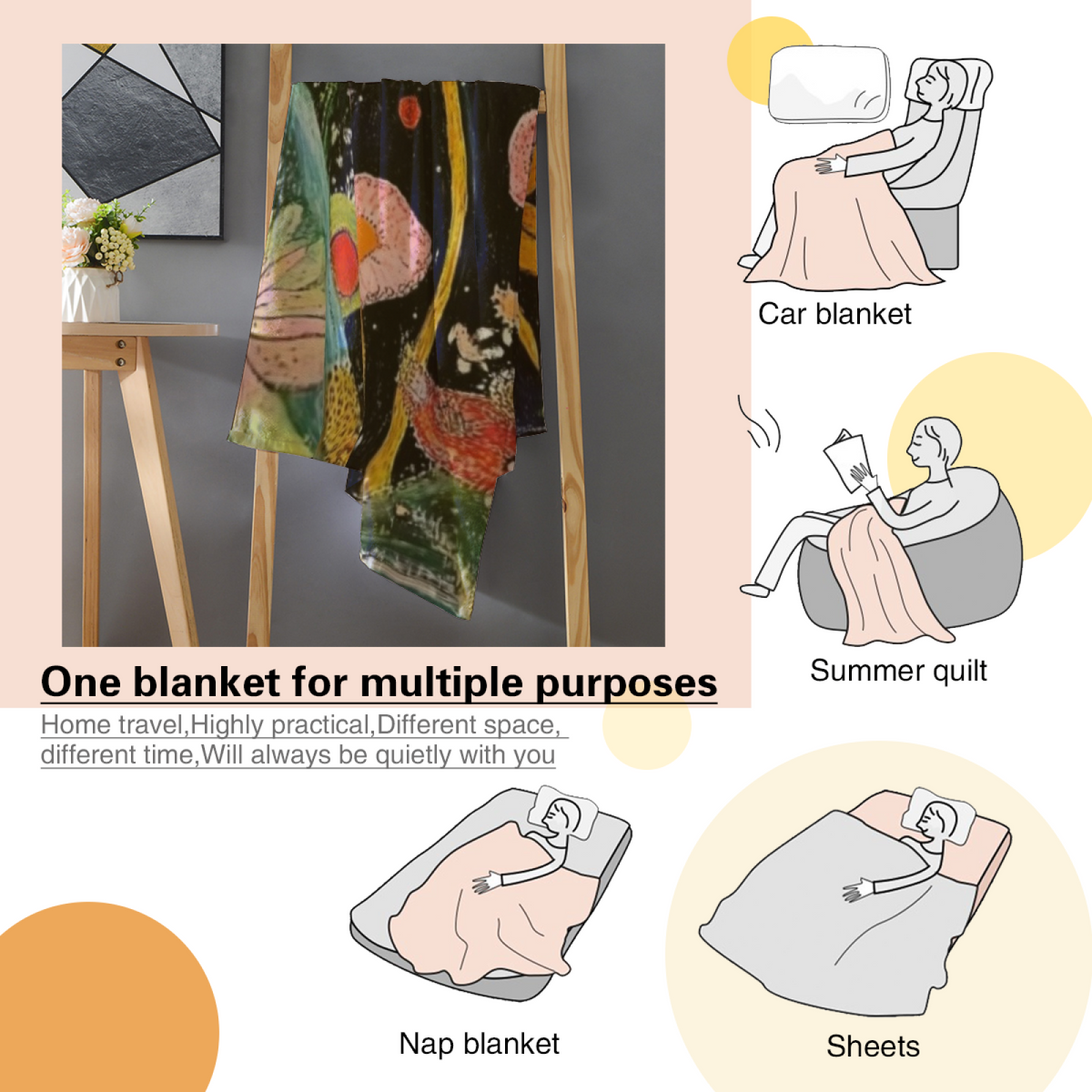 Saffron Muse Cozy Pattern Flannel Throw Blanket