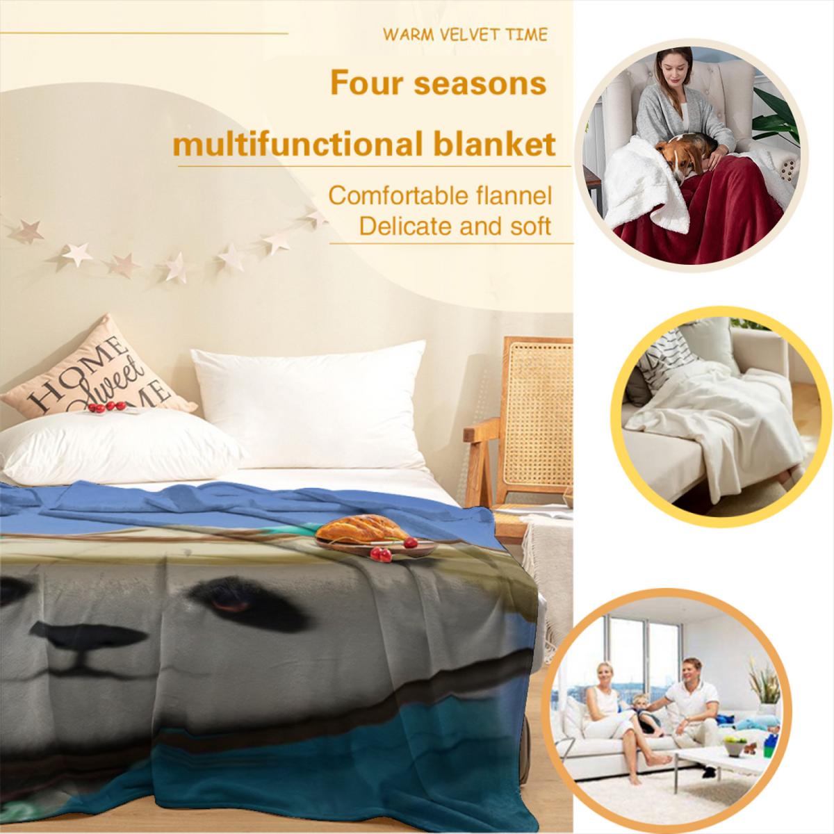 Marigold Petal Muted Sage Art Flannel Throw Blanket