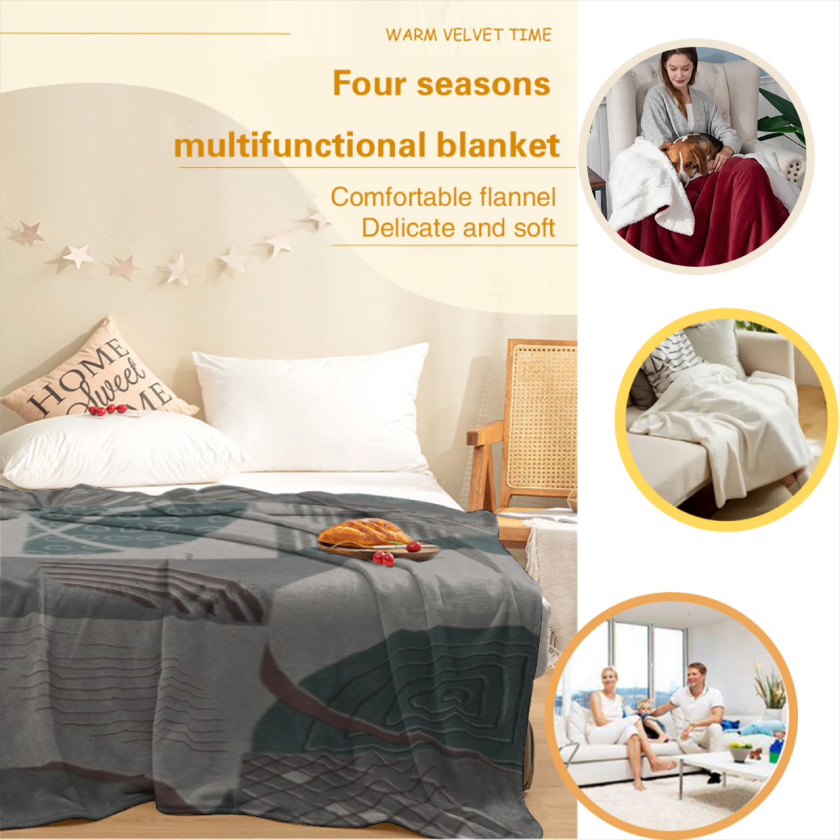 Alpine & Thicket Playful Graphic Plush Flannel Throw