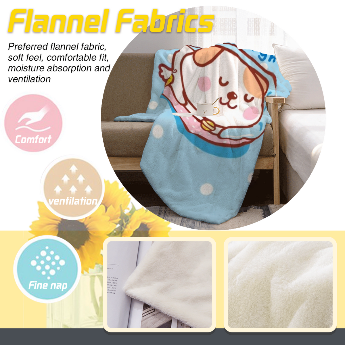 Seaside Wander Expressive Print Cozy Flannel Bed Blanket in Dusty Lilac