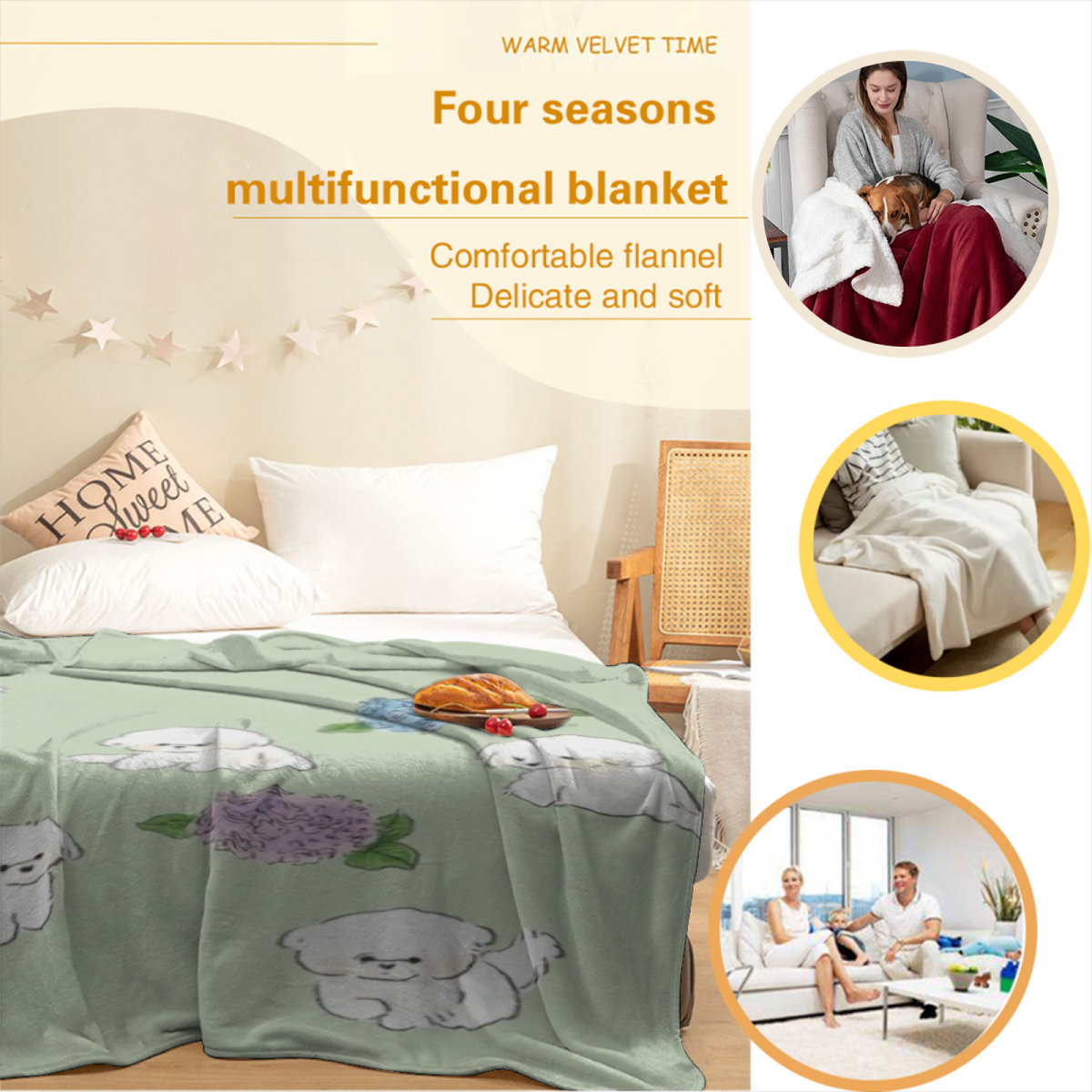 Soft Minimalist Plush Flannel Throw ¨C Rustic Nectar Collection