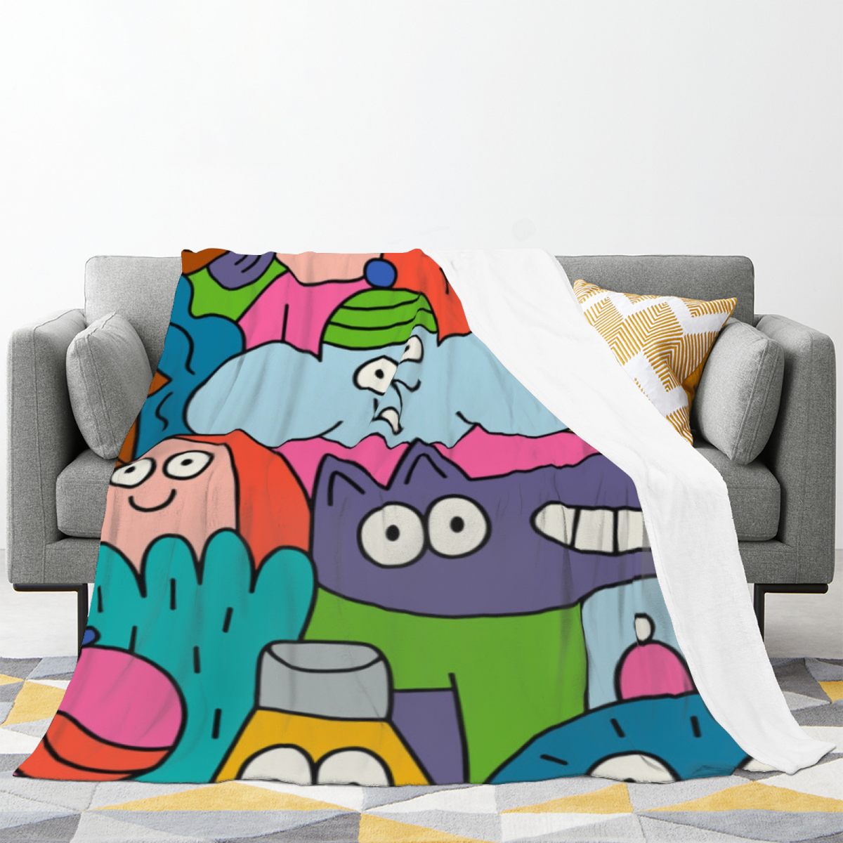 Pastel Multicolor Whimsical Decor All-Season Flannel Blanket ¨C Festival Arbor Edition