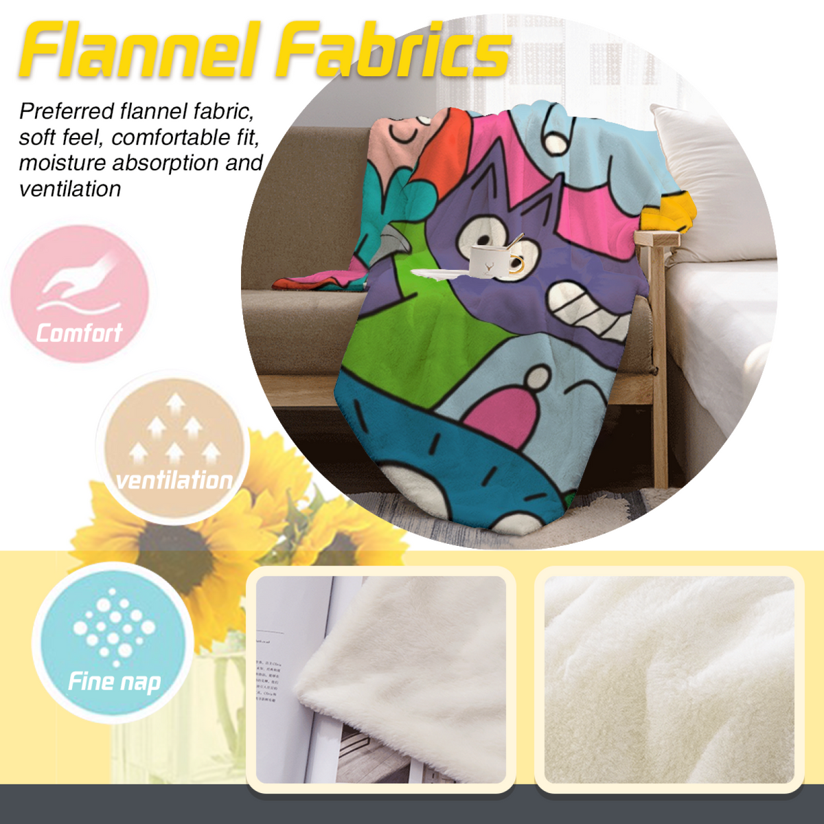 Pastel Multicolor Whimsical Decor All-Season Flannel Blanket ¨C Festival Arbor Edition